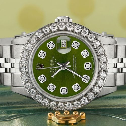 Women's Watches - Rolex Datejust 1.3ct Diamond Bezel & Green Dial was ...