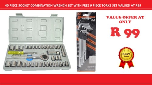 40 PIECE SOCKET COMBINATION WRENCH SET 